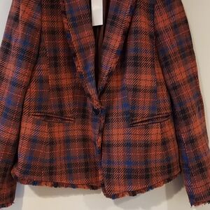 Ann Taylor Red and Blue Plaid Blazer